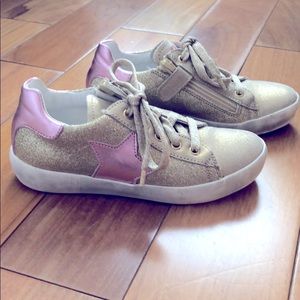 Naturino Gold leather glitter sneakers